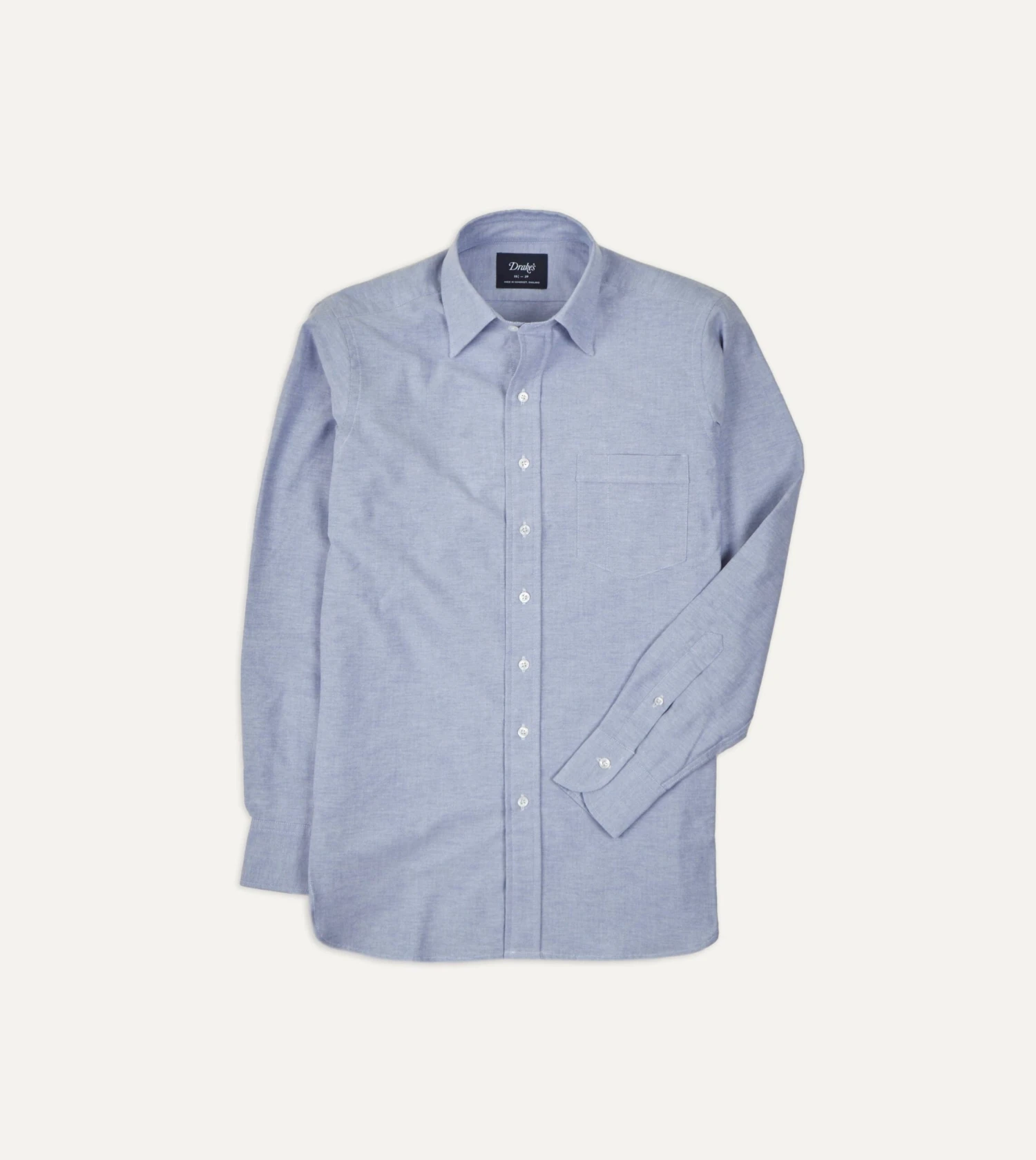Blue Cotton Oxford Cloth Long Point Collar Shirt 3 Blue Cotton Oxford Cloth Long Point Collar Shirt