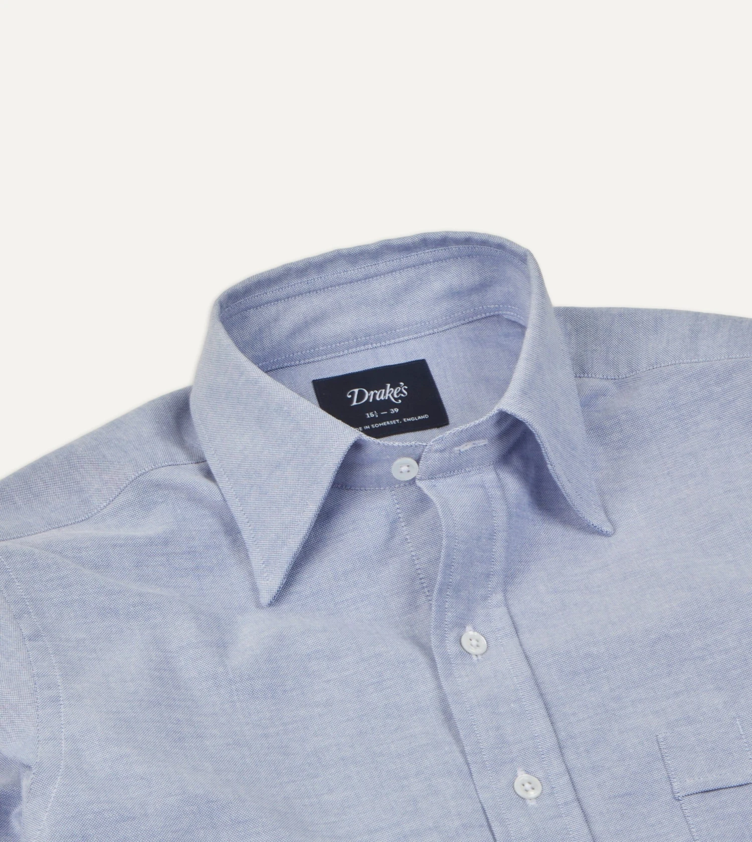 Blue Cotton Oxford Cloth Long Point Collar Shirt 6 Blue Cotton Oxford Cloth Long Point Collar Shirt - Image 4