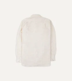 Cream Cotton Oxford Cloth Long Point Collar Shirt -Drakes Shop DR2A4C22944 03050 5