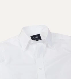White Cotton Poplin Long Point Collar Shirt -Drakes Shop DR2A4C22945 01000 3