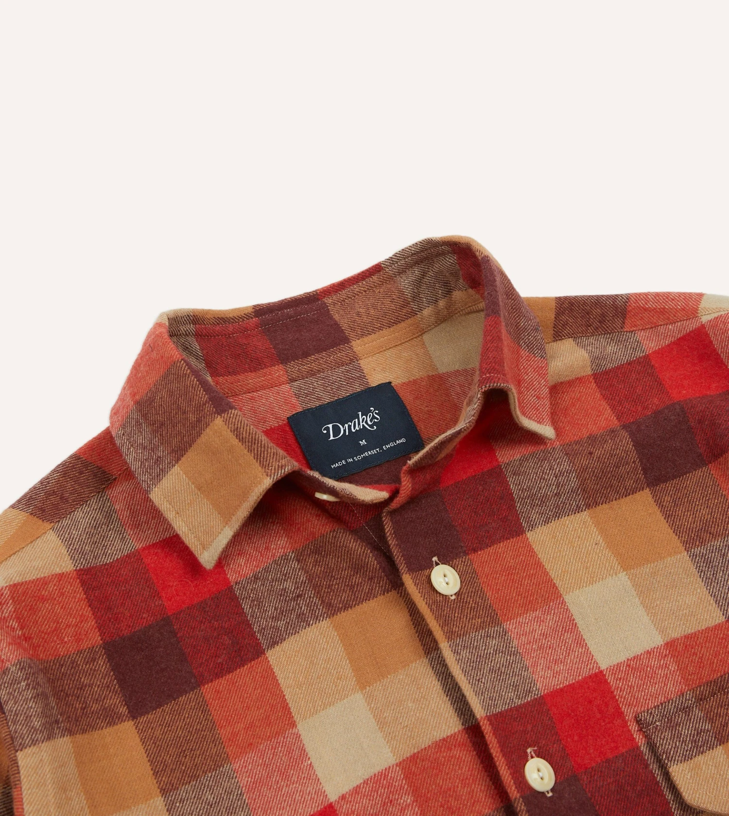 Red And Brown Check Brushed Cotton Two-Pocket Work Shirt 5 Red And Brown Check Brushed Cotton Two-Pocket Work Shirt - Image 3