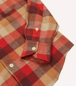 Red And Brown Check Brushed Cotton Two-Pocket Work Shirt 12 Red And Brown Check Brushed Cotton Two-Pocket Work Shirt -Drakes Shop DR2A4D23595 01803 5