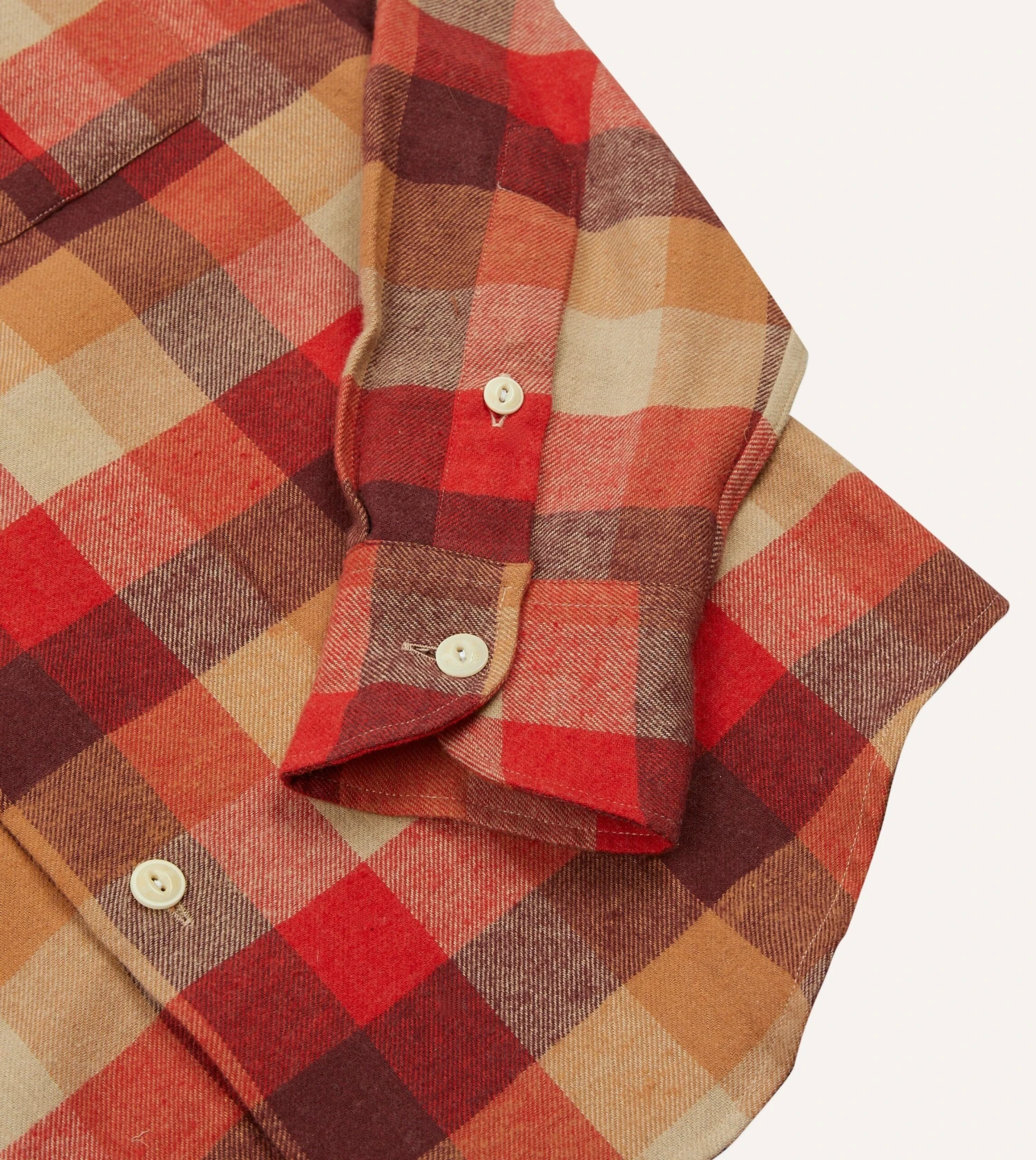 Red And Brown Check Brushed Cotton Two-Pocket Work Shirt 7 Red And Brown Check Brushed Cotton Two-Pocket Work Shirt - Image 5