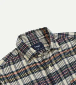 Navy Madras Check Cotton Two-Pocket Work Shirt -Drakes Shop DR2A4D23597 01253 3