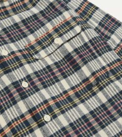 Navy Madras Check Cotton Two-Pocket Work Shirt -Drakes Shop DR2A4D23597 01253 4