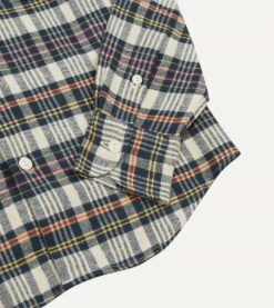 Navy Madras Check Cotton Two-Pocket Work Shirt -Drakes Shop DR2A4D23597 01253 5