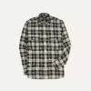 Black And White Check Brushed Cotton Two-Pocket Work Shirt -Drakes Shop DR2A4D23635 01103 1