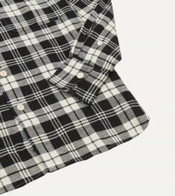 Black And White Check Brushed Cotton Two-Pocket Work Shirt -Drakes Shop DR2A4D23635 01103 5