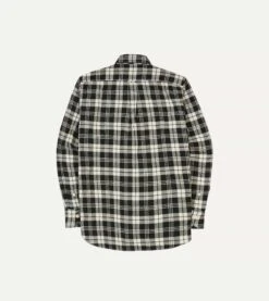 Black And White Check Brushed Cotton Two-Pocket Work Shirt -Drakes Shop DR2A4D23635 01103 6