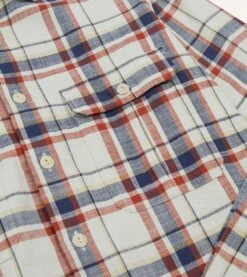 Ecru, Navy And Red Check Slub Cotton Two-Pocket Work Shirt -Drakes Shop DR2A4D24088 01053 4