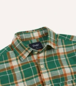 Green And Yellow Check Slub Brushed Cotton Two-Pocket Work Shirt 10 Green And Yellow Check Slub Brushed Cotton Two-Pocket Work Shirt -Drakes Shop DR2A4D24088 02403 3