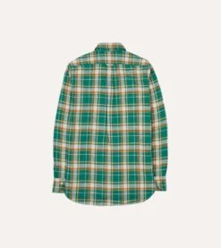 Green And Yellow Check Slub Brushed Cotton Two-Pocket Work Shirt 13 Green And Yellow Check Slub Brushed Cotton Two-Pocket Work Shirt -Drakes Shop DR2A4D24088 02403 6