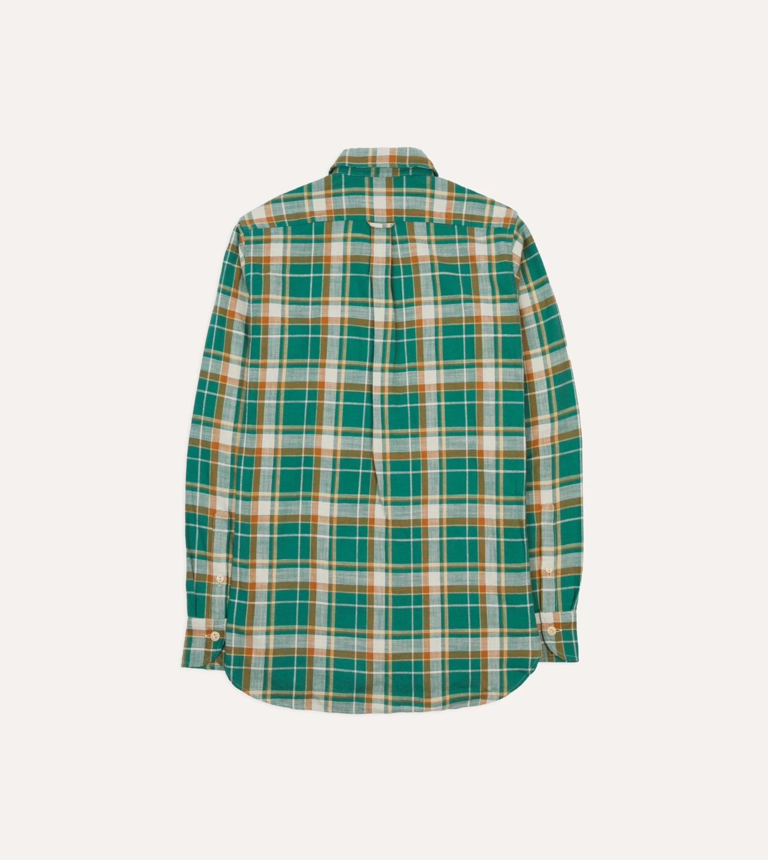 Green And Yellow Check Slub Brushed Cotton Two-Pocket Work Shirt 8 Green And Yellow Check Slub Brushed Cotton Two-Pocket Work Shirt - Image 6