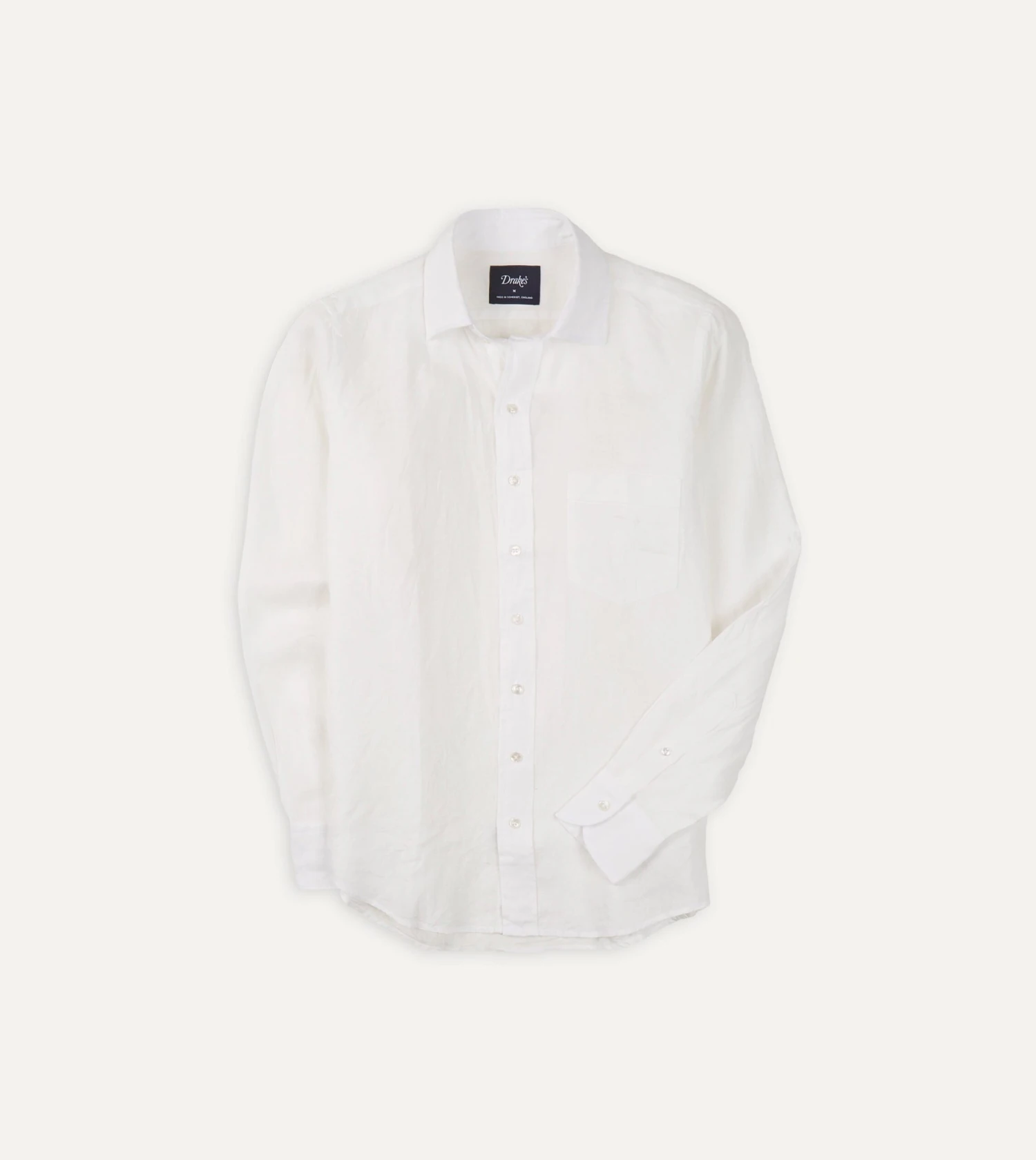 Ecru Linen Spread Collar Shirt 3 Ecru Linen Spread Collar Shirt
