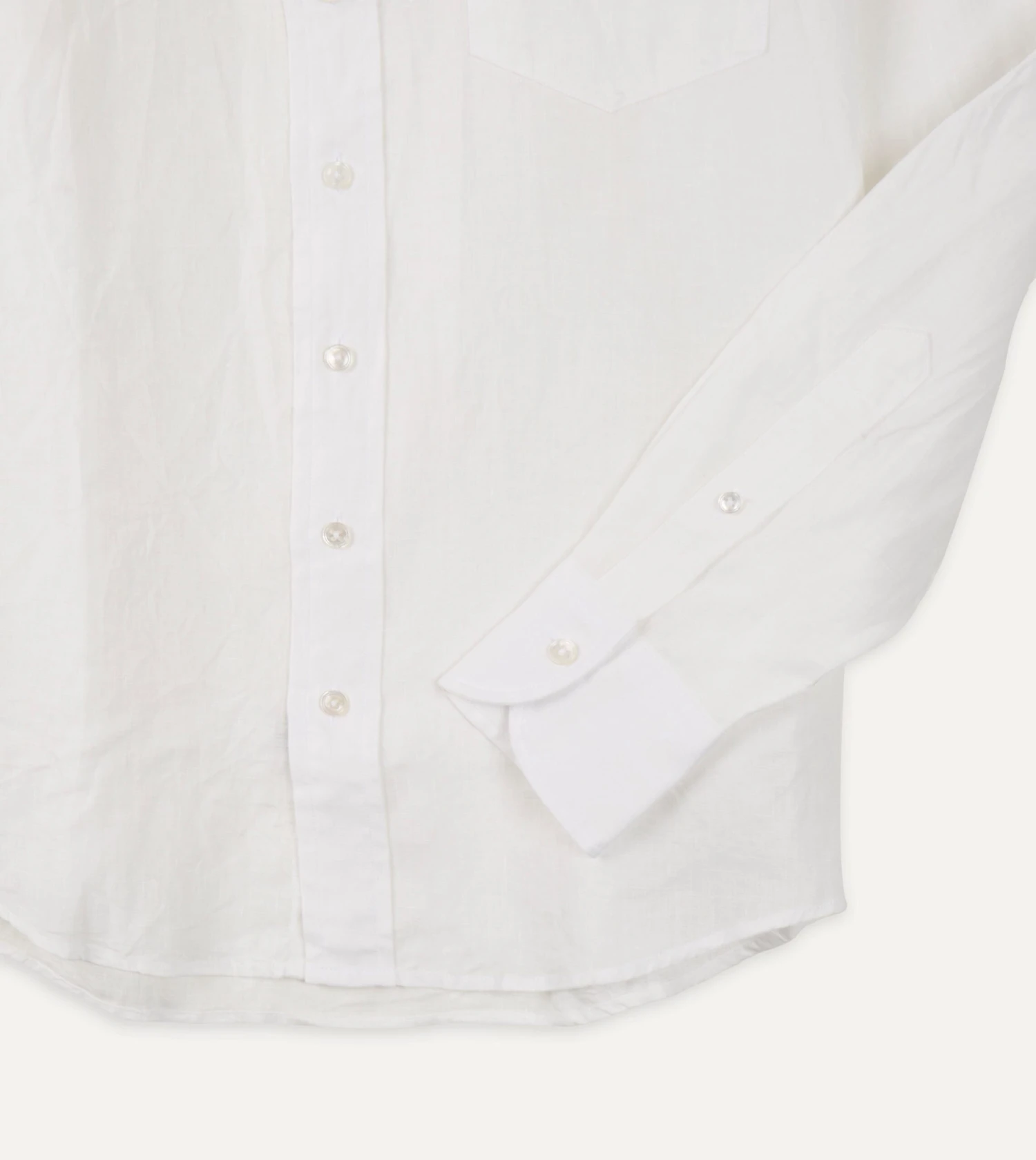 Ecru Linen Spread Collar Shirt 7 Ecru Linen Spread Collar Shirt - Image 5