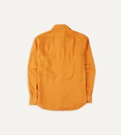 Yellow Linen Spread Collar Shirt -Drakes Shop DR2A4E21915 03500 5