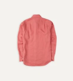 Pink Linen Spread Collar Shirt -Drakes Shop DR2A4E21915 05990 5