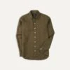 Khaki Green Linen Spread Collar Shirt -Drakes Shop DR2A4E21915 08400 1