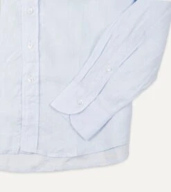 Light Blue Linen Spread Collar Shirt -Drakes Shop DR2A4E21915 09200 4