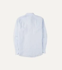 Light Blue Linen Spread Collar Shirt -Drakes Shop DR2A4E21915 09200 5
