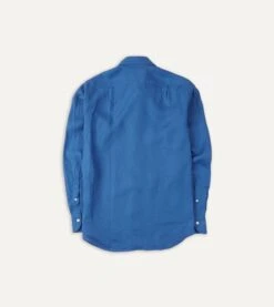 Bright Navy Linen Spread Collar Shirt 10 Bright Navy Linen Spread Collar Shirt -Drakes Shop DR2A4E21915 10250 5