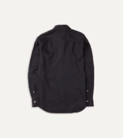 Dark Navy Linen Spread Collar Shirt -Drakes Shop DR2A4E21915 13250 5