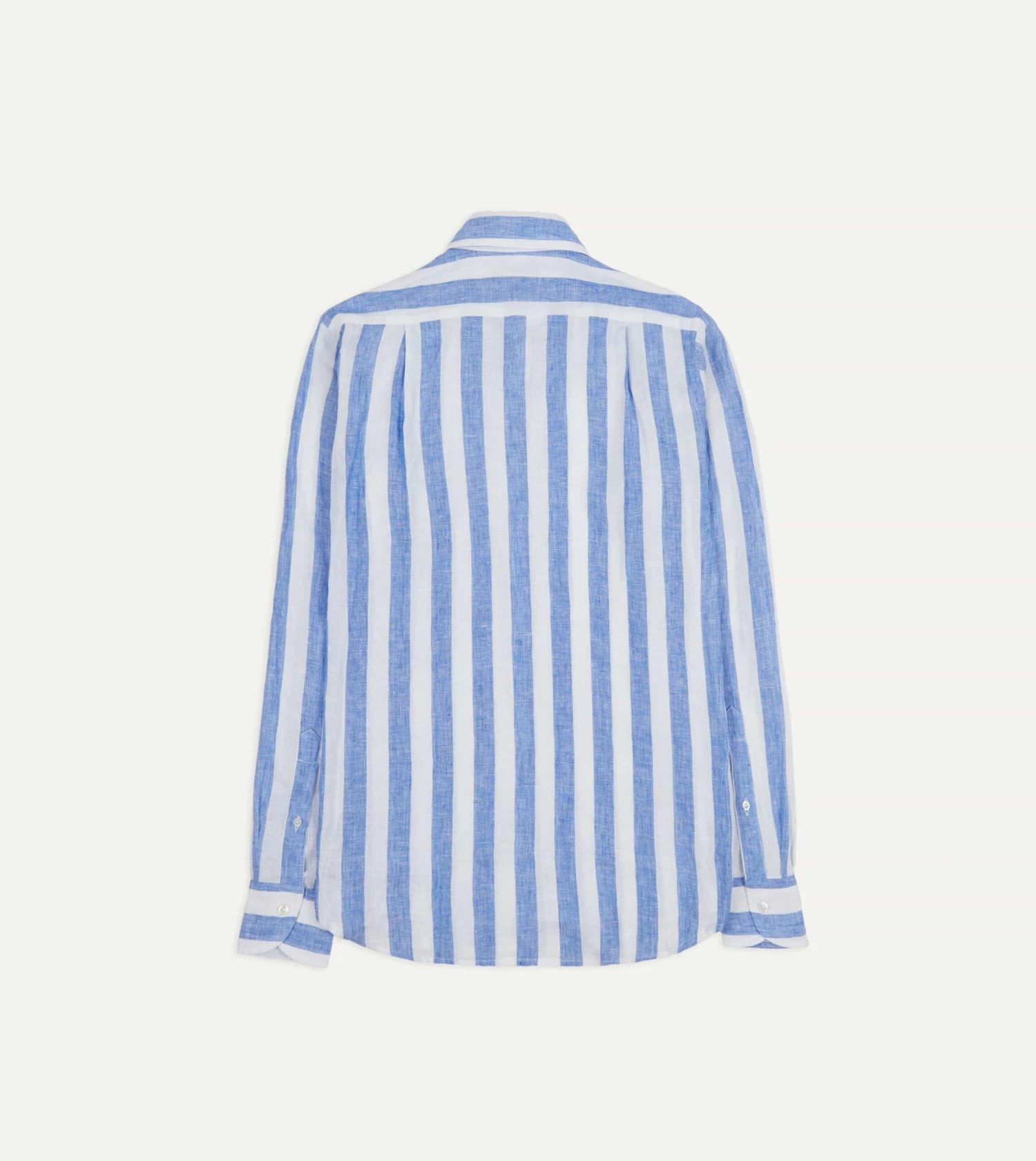 Blue And White Broad Stripe Linen Spread Collar Shirt 5 Blue And White Broad Stripe Linen Spread Collar Shirt - Image 3