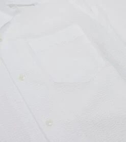 White Seersucker Camp Collar Short Sleeve Shirt -Drakes Shop DR2A4F23172 01 000 4