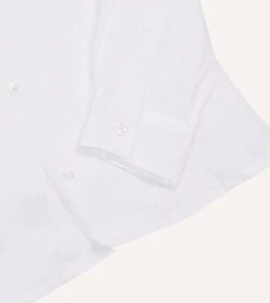 White Linen Camp Collar Long Sleeve Shirt -Drakes Shop DR2A4F24137 01000 5