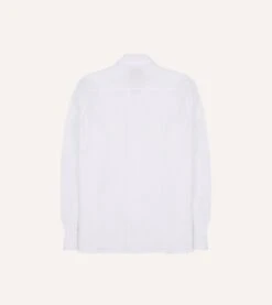 White Linen Camp Collar Long Sleeve Shirt -Drakes Shop DR2A4F24137 01000 6