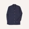 Navy Linen Camp Collar Long Sleeve Shirt 2 Navy Linen Camp Collar Long Sleeve Shirt -Drakes Shop DR2A4F24137 02250 1