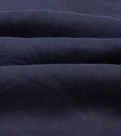 Navy Linen Camp Collar Long Sleeve Shirt -Drakes Shop DR2A4F24137 02250 2