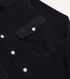 Navy Corduroy Two-Pocket Western Shirt -Drakes Shop DR2A4L24038 01250 4