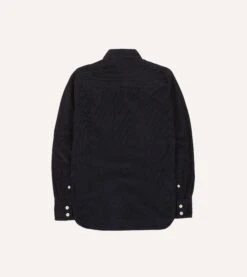 Navy Corduroy Two-Pocket Western Shirt -Drakes Shop DR2A4L24038 01250 6