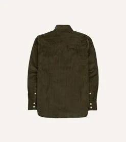 Green Corduroy Two-Pocket Western Shirt -Drakes Shop DR2A4L24038 02400 6