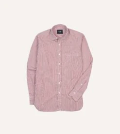 Red Narrow Stripe Poplin Club Collar Shirt