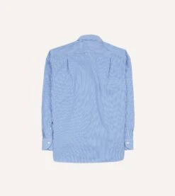 Blue Narrow Stripe Poplin Club Collar Shirt -Drakes Shop DR2A4M24035 01 202 6