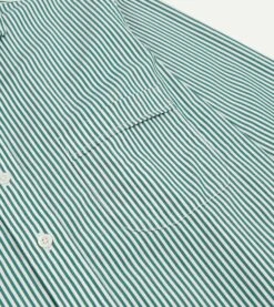 Dark Green Narrow Stripe Poplin Club Collar Shirt -Drakes Shop DR2A4M24035 03402 4