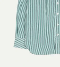 Dark Green Narrow Stripe Poplin Club Collar Shirt -Drakes Shop DR2A4M24035 03402 6