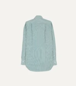 Dark Green Narrow Stripe Poplin Club Collar Shirt -Drakes Shop DR2A4M24035 03402 7