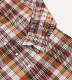 Brown And Red Madras Check Cotton Button-Down Shirt -Drakes Shop DR2A4O23592 01303 5