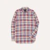 Red And Yellow Madras Check Cotton Button-Down Popover Shirt -Drakes Shop DR2A4O24026 01703 1