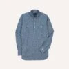 Bleach Blue Cotton Chambray Button-Down Popover Shirt -Drakes Shop DR2A4O24027 01200 1