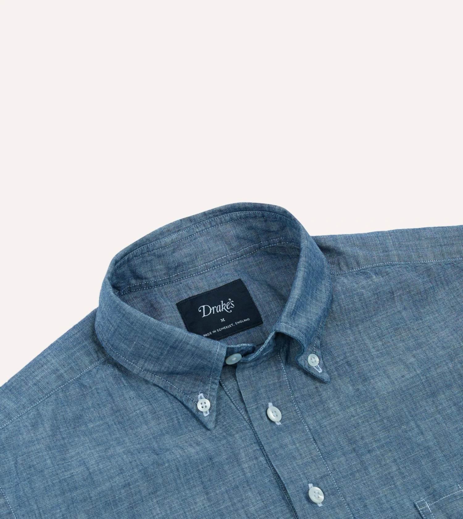 Bleach Blue Cotton Chambray Button-Down Popover Shirt 5 Bleach Blue Cotton Chambray Button-Down Popover Shirt - Image 3