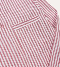 Red Stripe Linen Two-Pocket Popover Shirt -Drakes Shop DR2A4O24039 01702 4