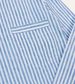 Blue Stripe Linen Two-Pocket Popover Shirt -Drakes Shop DR2A4O24039 02202 4