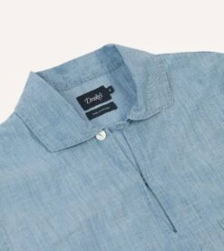 Blue Chambray Smock -Drakes Shop DR2A4P24160 01200 3