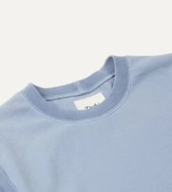 Light Indigo Cotton Crew Neck Hiking T-Shirt -Drakes Shop DR2A5A 21528 12 200 3
