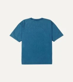 Indigo Cotton Crew Neck Hiking T-Shirt -Drakes Shop DR2A5A 22400 01 250 5