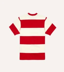 Red And White Wide Stripe Heavy Cotton Crew Neck Hiking T-Shirt 9 Red And White Wide Stripe Heavy Cotton Crew Neck Hiking T-Shirt -Drakes Shop DR2A5A 23165 03 702 4